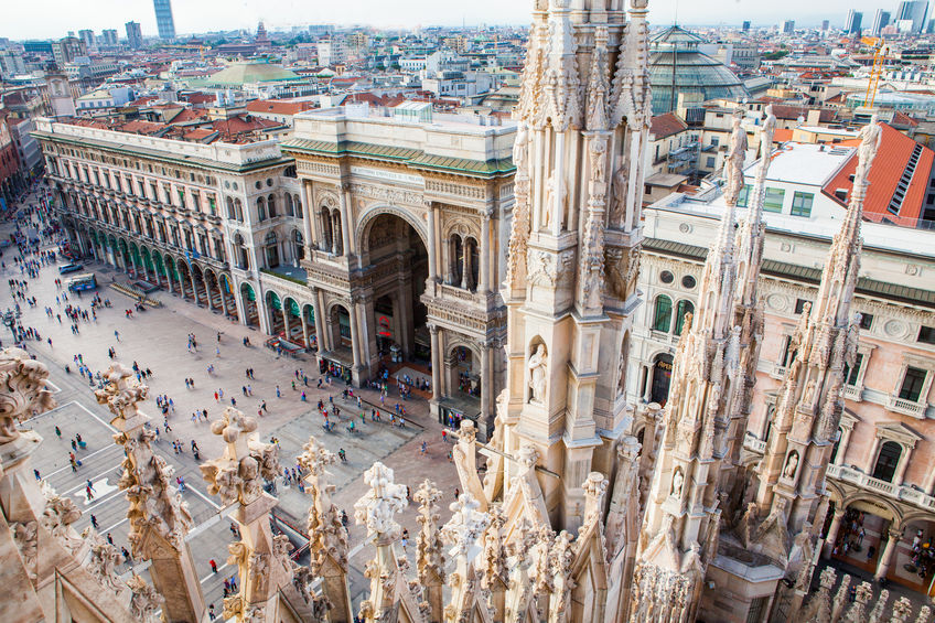 Vista da Galeria Vittorio Emanuele II a partir do Duomo de Milão. Foto: Elisa Locci / 123RF