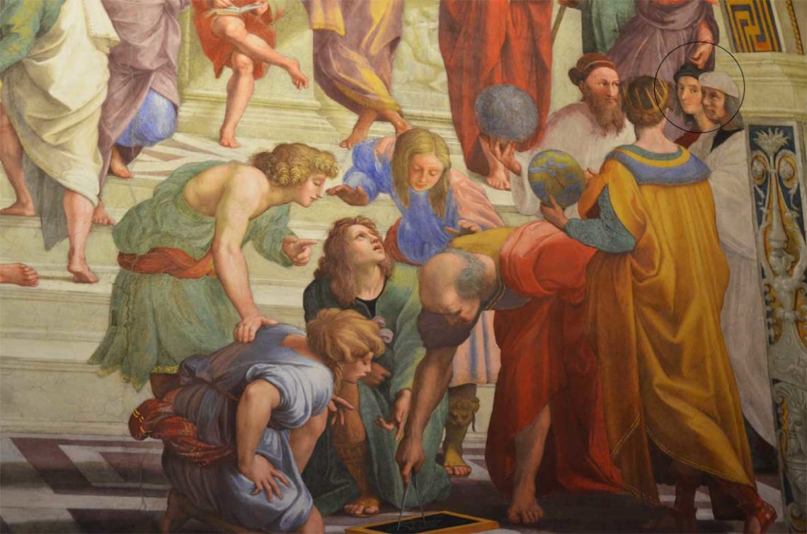 Detalhes da obra A escola de Atenas de Raffaello Sanzio