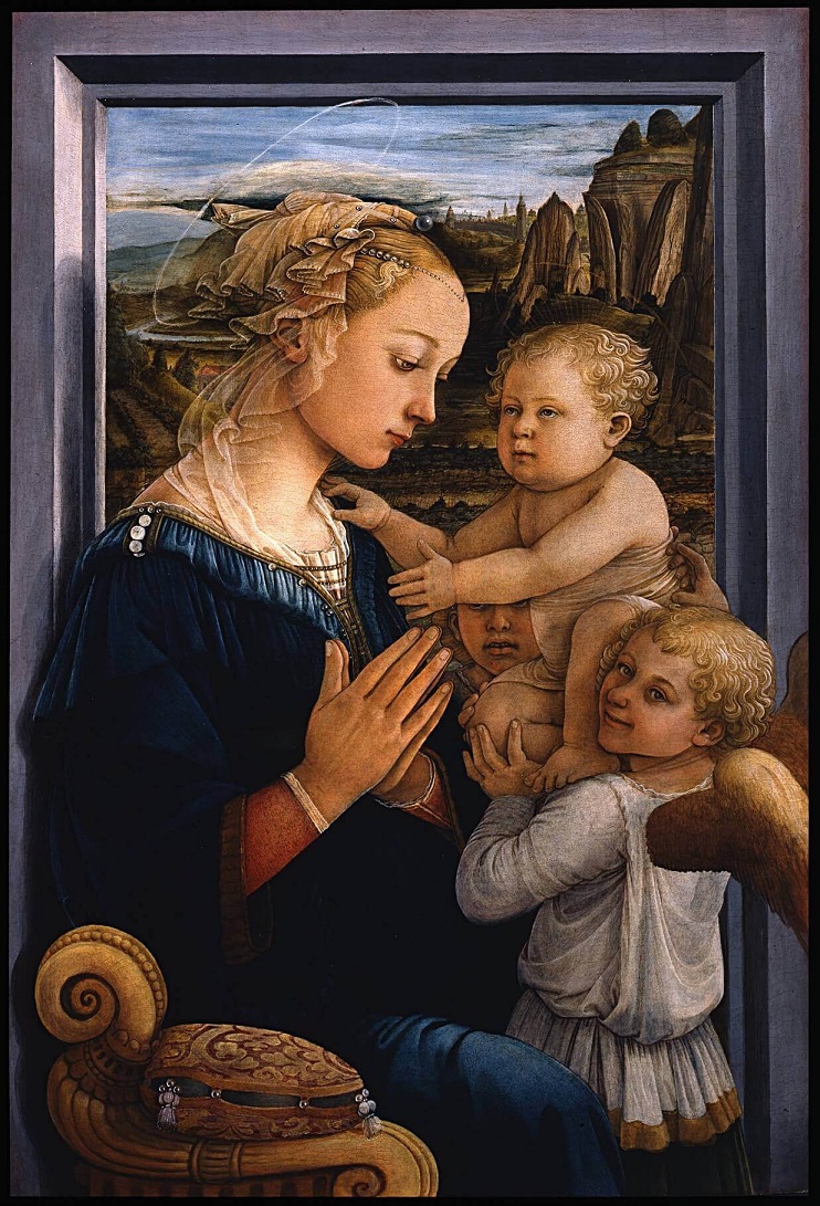 Filippo Lippi - Nossa Senhora com menino Jesus e dois anjos - Galleria degli Uffizi.