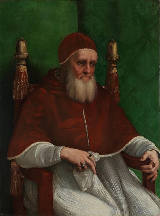 Raffaello Sanzio, retrato de Júlio II (1512), Londres - National Gallery.