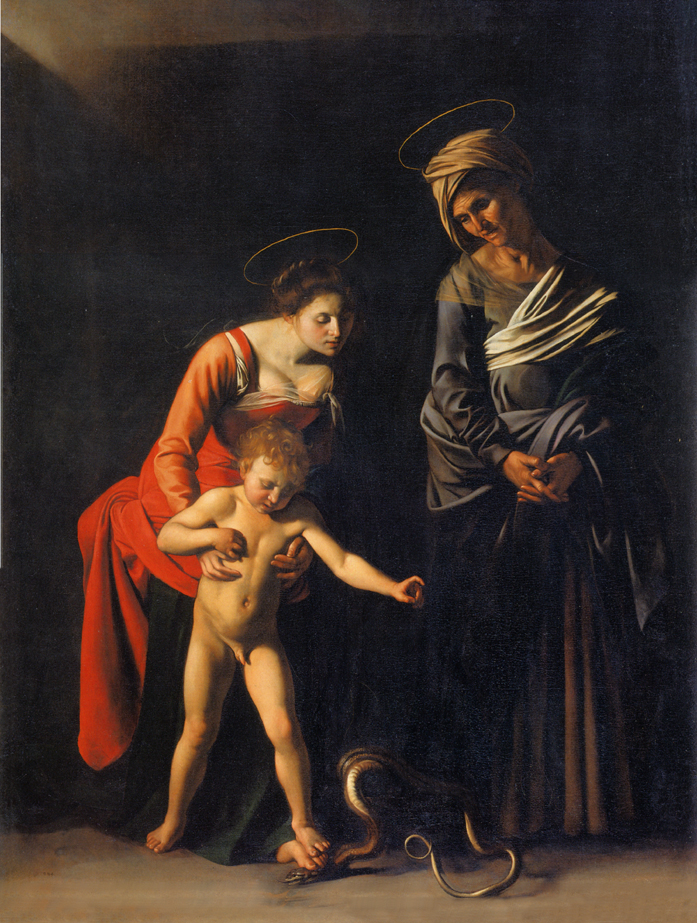 A Virgem e o Menino com Santa Ana, por Caravaggio - Galeria Borghese, Roma.
