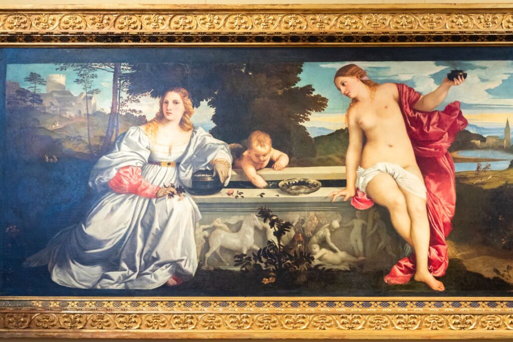Amor Sagrado e Amor Profano, por Tiziano - Galeria Borghese, Roma.