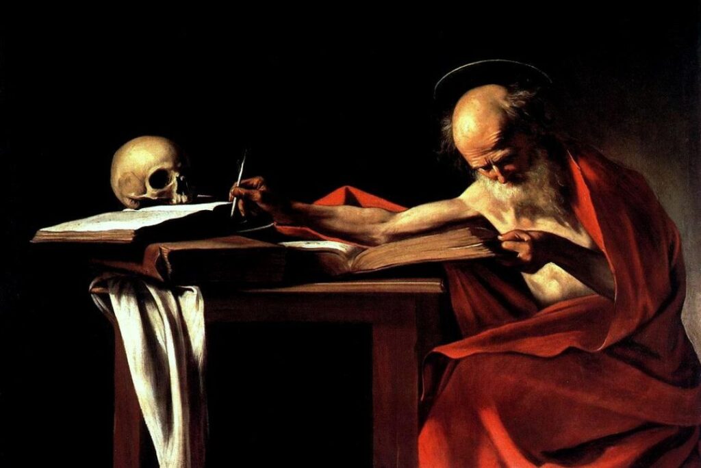 São Jerônimo escrevendo, por Caravaggio - Galeria Borghese, Roma.